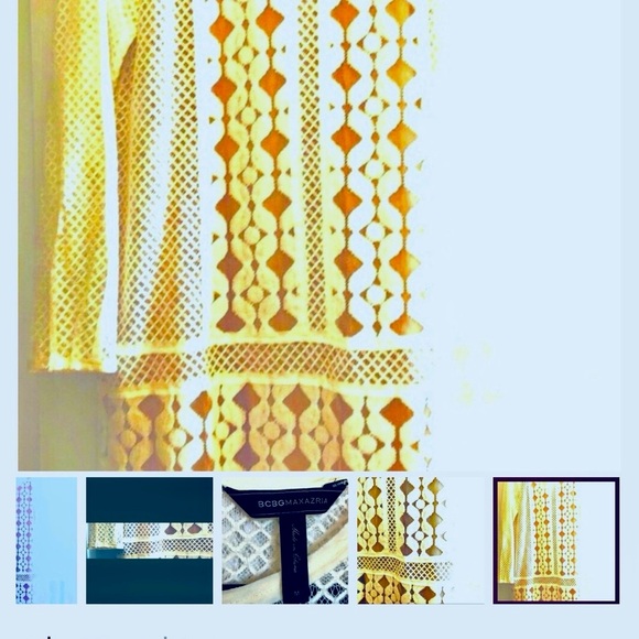 BCBG fully lined unique crochet, classic style L/S dress. Elegant & flirty. - Picture 2 of 9